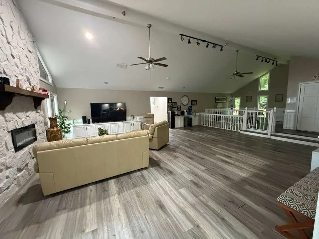 Spacious Comfort Cove living room and community gathering area.